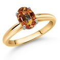 thumbnail image 2 of Gem Stone King 10K Yellow and White Gold Ecstasy Mystic Topaz Solitaire Engagement Ring for Women (1.50 Cttw, Oval 8X6MM, Gemstone Birthstone, Available in Size 5, 6, 7, 8, 9), 2 of 4