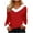 Red, variant on Mgmyaa Women's V-Neck Long Sleeve Fleece Top Casual Blouse Pullover Winter Wear