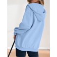 thumbnail image 6 of Women'S Full Zip Up Fleece Hoodie Soft Winter Jacket Casual Oversized Sweatshirt with Button Front Sky Blue XXXL, 6 of 8