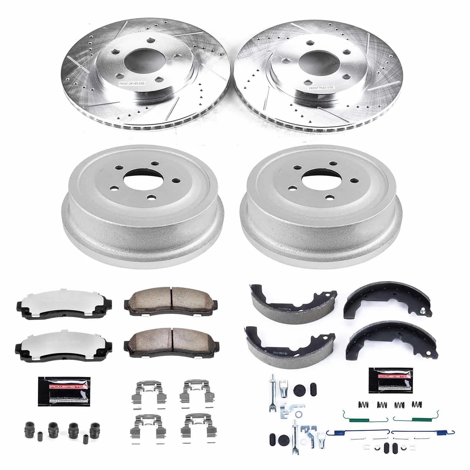 PowerStop Front and Rear Z36 Truck & Tow Brake Pad Rotor Drum and Shoe Kit Fits: SATURN Select Models K15219DK-36
