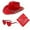 Red, variant on Sequins Cowboy Hat Set Western Party Fedora Hat With Sunglasses And Bandana Festival Vacation Panama Sun Hat Pink