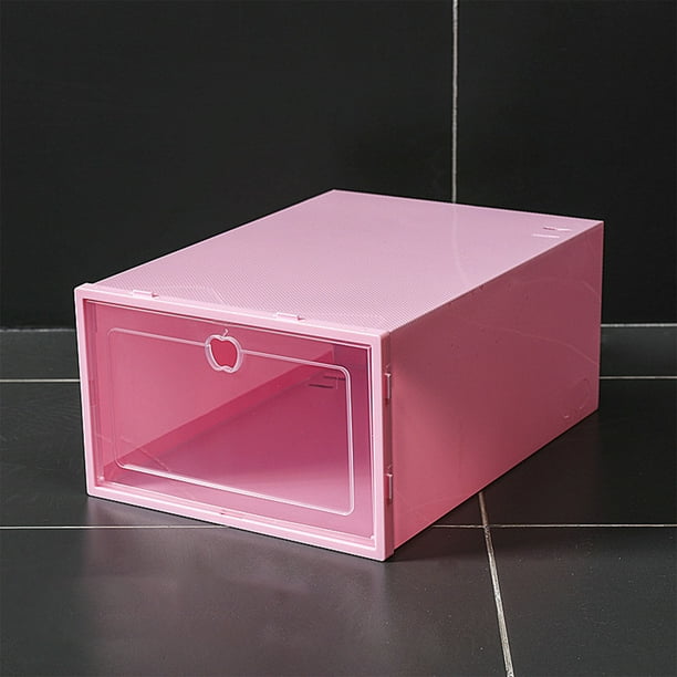 Zapatero transparente apilable con cajón frontal - Organizador de zapatos de plástico grueso para mujer, 31 x 21 x 12 cm - Diseño ventilado y entrelazado