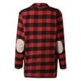 thumbnail image 5 of ZQGJB Women's Open Front Long Cardigan Plus Size Draped Snap Buffalo Plaid Shirt Lightweight Kimono Cardigan Fall Winter Knit Pullover Sweater Tops Outwear Red M, 5 of 8