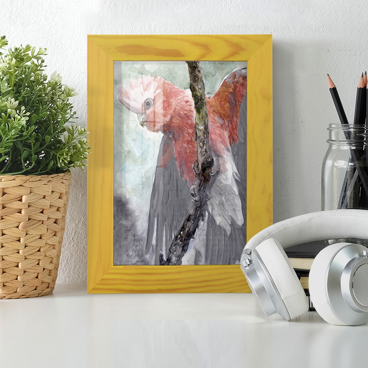 Tropic Parrot II - Framed Print w/glass - Sunflower Yellow