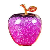 SLYNSHome Crystal Apple Figurine Paperweight Christmas Gifts for Women Men,Glass Apple Collectible Ornament for Home Table Holiday Decor - Purple