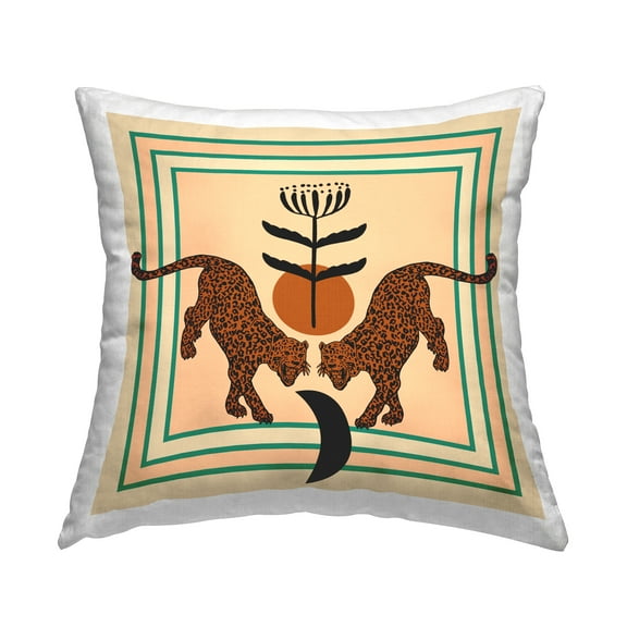 Stupell Industries Symmetrical Tropical Leopards Decorative Printed Throw Pillow Design by Melissa Wang .