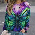 thumbnail image 2 of Wildflowers Butterfly Women's Floral Printed Sweatshirt Long Sleeve Crewneck Casual Loose Vintage Graphic Pullover Tops, 2 of 7