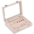 thumbnail image 2 of Velvet Glass Jewelry Display Storage Box Ring Earrings Jewelry Box Ring Holder Case, 2 clasps, 2 of 12