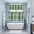 thumbnail image 4 of Tropical Plant Leaf Kitchen Curtains Valances and Tiers Set of 3 Green Palm Leaves Linen Texture Tier Curtains and Valance with Rod Pocket for Small Windows, 27.5"x24", 4 of 9