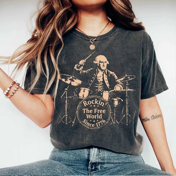 250th Anniversary Shirt Funny George Washington Drums Tee America 250 1776 2026 Funny Founding Fathers Patriotic Gift