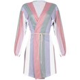 thumbnail image 5 of Chaqueta cortavientos retro con rayas verticales de colores y cinturón suelto estampado para mujer, 5 of 5