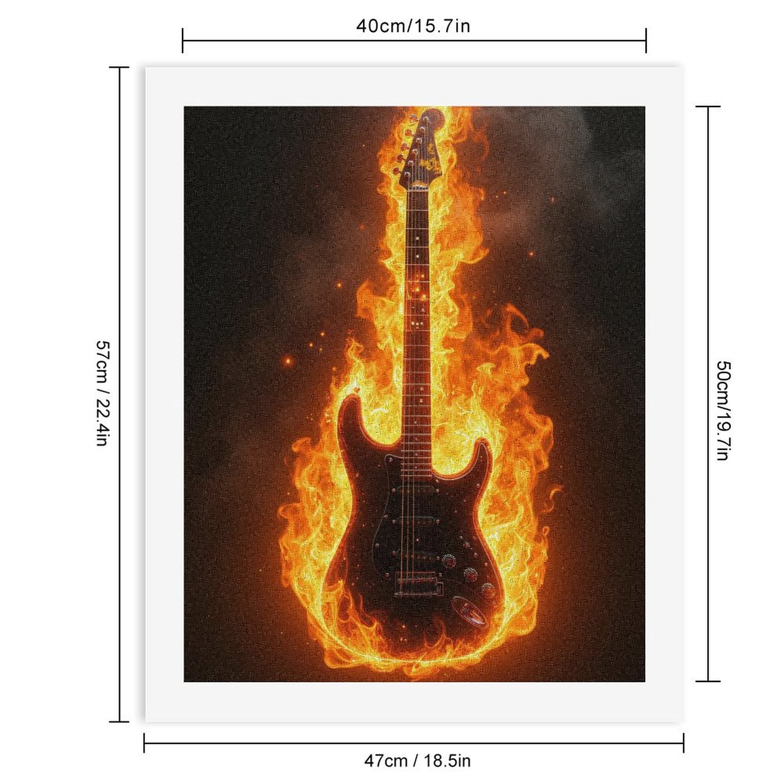 Paint By Numbers Kit for Adults Beginner - Guitar In Flames DIY Canvas Painting Kits for Adults, Frameless Paint By Number for Adults for Home Wall Decor 16x20 Inch