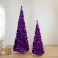thumbnail image 2 of Northlight 4' Pre-Lit Purple Tinsel Pop-Up Artificial Christmas Tree, Clear Lights, 2 of 7