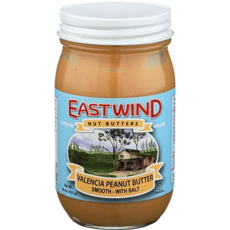 East Wind Nut Butters Gluten Free Smooth Peanut Butter with Salt, 16 Ounce -- 6 per Case.