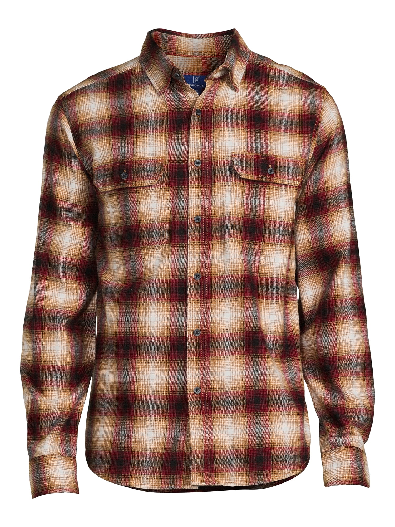 George Men's Long Sleeve Flannel Shirt, Sizes XS-3XLT