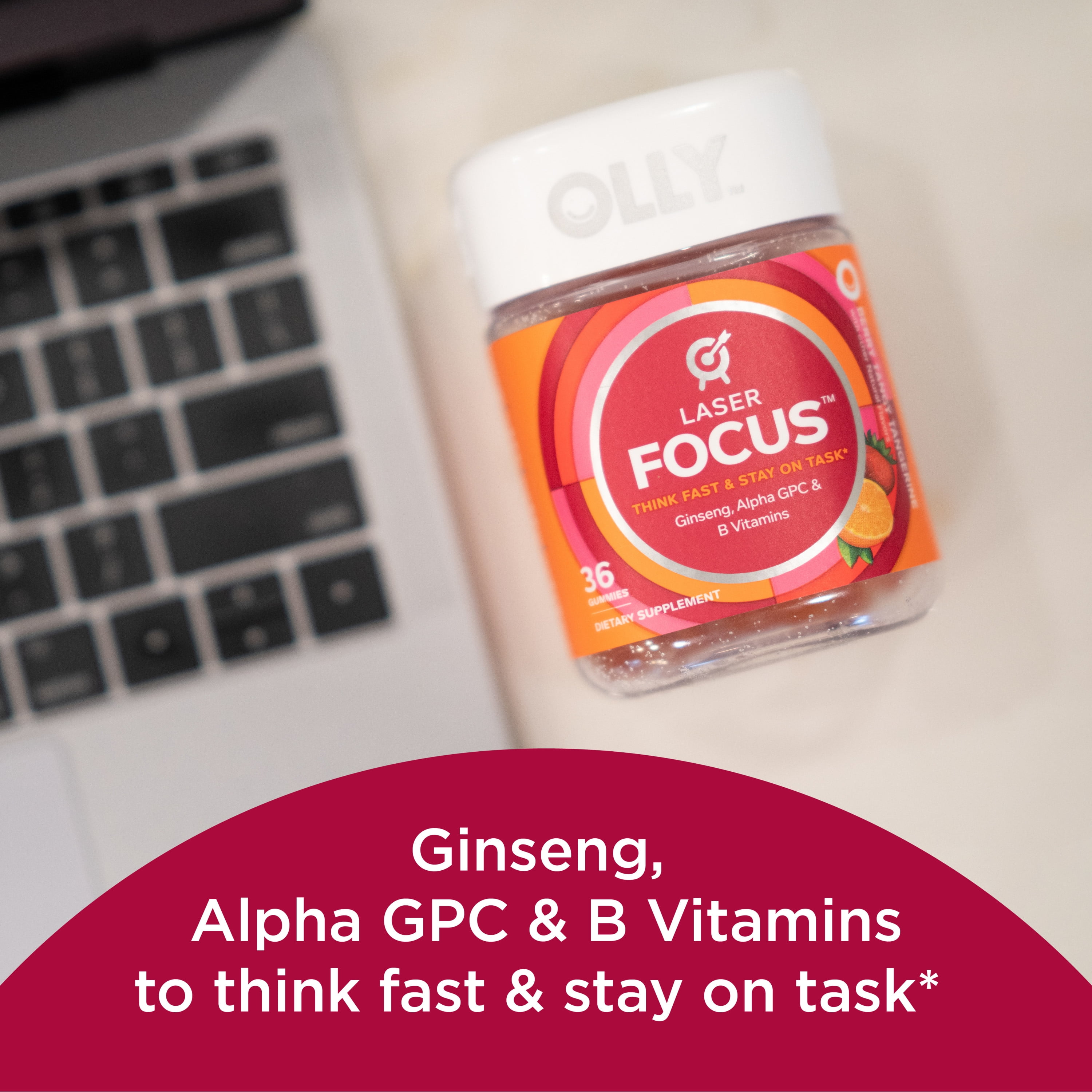 Buy OLLY Laser Focus Gummy, Ginseng, Alpha GPC, B Vitamin, Supplement
