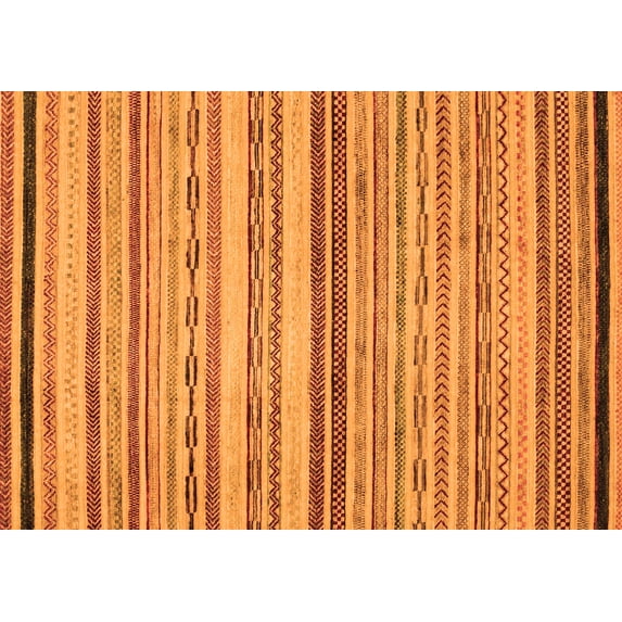 Ahgly Company Indoor Rectangle Abstract Orange Modern Area Rugs, 2' x 4'