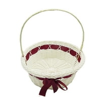Yongwei Woven Flower Basket 1Pc Woven Basket with Handle Wedding Party Flower Basket Storage Basket