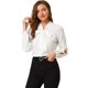 thumbnail image 1 of Allegra K Blusa elegante con cuello de pajarita para mujer, blusa de gasa de trabajo de manga larga con volantes blanco S, 1 of 5