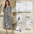 thumbnail image 6 of Yuyamidu Gray Leopard Print Women's Bathrobe Zipper Front Bath Robes Sexy Long Sleeve Robe Size M Skin-Friendly Crewneck House Coat for Women Mid-Length Dressing Gown, 6 of 7