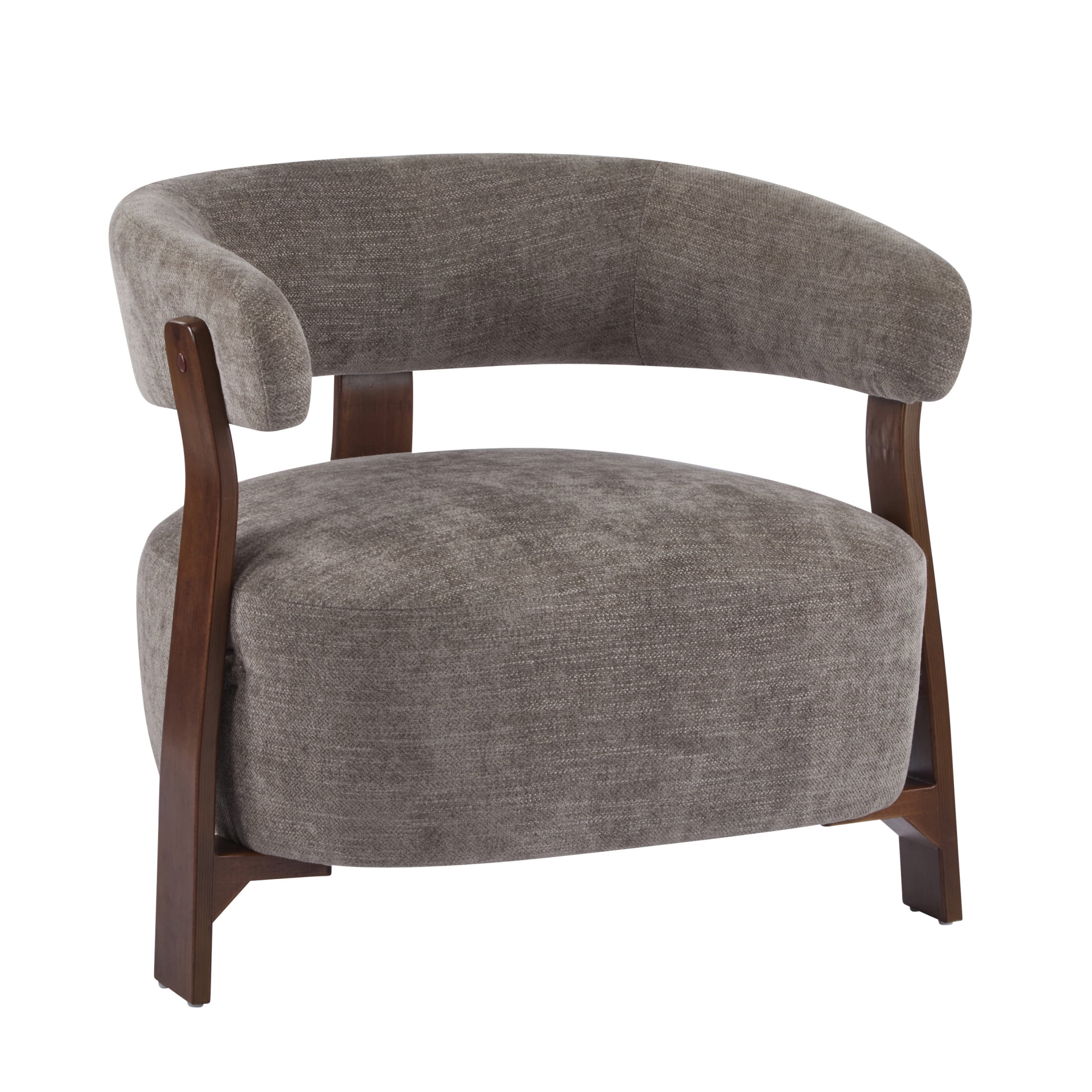 Christopher Knight Home 31.5" Modern Upholstered Accent Armchair with Curved Wood Legs, Brown, Set of 2