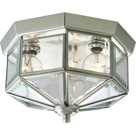 Progress Lighting P5788 3 Light Flush Mount Outdoor Ceiling Fixture with Beveled