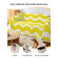 thumbnail image 4 of Yellow Moire Couch Cover for 2 Cushion Sofa, Water Ripple Stripe Farmhouse Washable Loveseat Sofa Covers Slipcover for Sectional Sofas L-Shaped, Couch Throw Cover 71"x118", 4 of 9