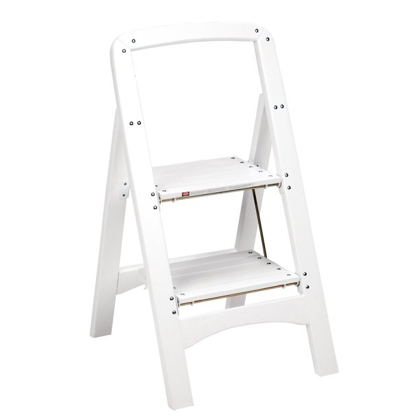 White Two Step Rockford Wood Step Stool