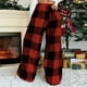 thumbnail image 4 of Pincandy Women's Plus Size Plaid Fleece Pants - Elastic Waist, Warm & Cozy for Winter Homewear, 4 of 5