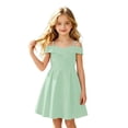 thumbnail image 2 of Angala Formal Princess Dress For Girls Short Sleeve Off The Shoulder Solid Color Girls Back To School Dresses, 2 of 4
