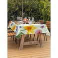 thumbnail image 3 of Outdoor Tablecloth with Umbrella Hole for Patio/Picnic/Party/Camping, Spring Floral Waterproof Table Cloth Rectangle Table Cover Washable, Watercolor Lemons Garden Flowers Rustic Green (60"x 120"), 3 of 8