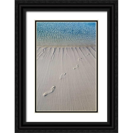 Paulson, Don 23x32 Black Ornate Wood Framed with Double Matting Museum Art Print Titled - Bahamas, Exuma Island Sand footprints