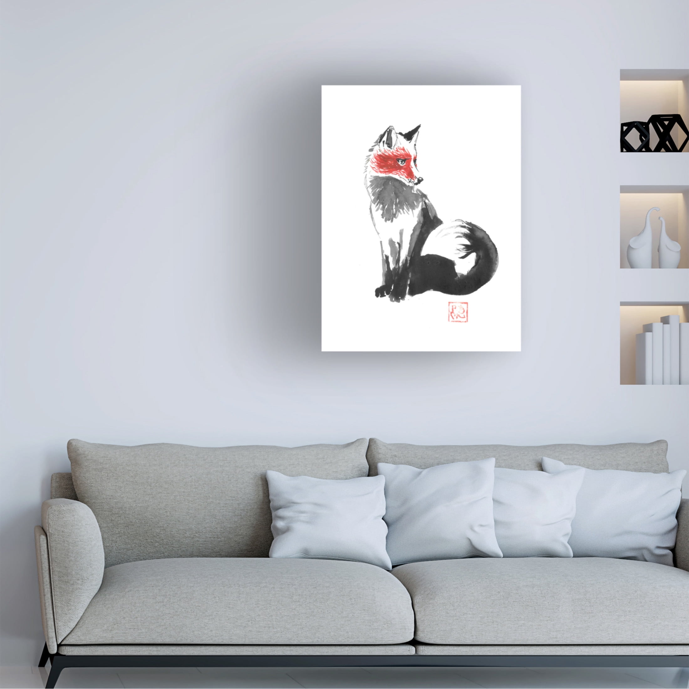 Canvas Wall Art - Pechane 'Fox' Wall Art for Living Room, Bedroom, or Office Décor by Trademark Fine Art - 35 x 47 Inches