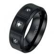 thumbnail image 2 of Matte Black Gold Plated 8mm AAA CZ Titanium Steel Mens Ring Men Wedding Band Man Ring, 2 of 7