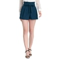 thumbnail image 1 of Unique Bargains Short en Papier à Taille Haute avec Nœud Papillon pour Femme Bleu Paon S, 1 of 7
