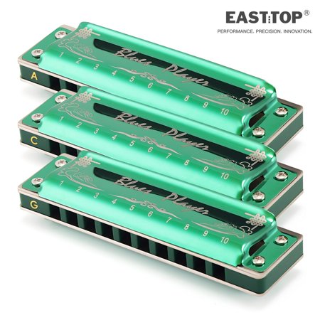 EASTTOP Diatonic Harmonica set of 3 10Hole Blues Diatonic Harmonica Set PR020-3