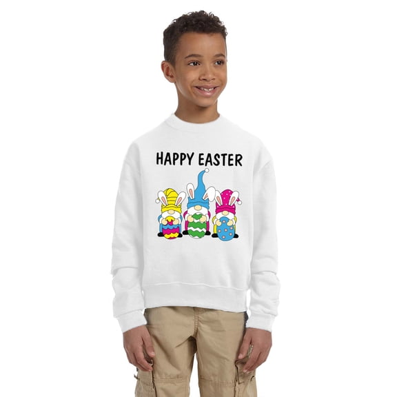 Happy Easter Funny Bunny Easter Sweatshirt for Kids Sweater - Youth S M L XL - Christian Holiday Easter Tee for Boys for Girls