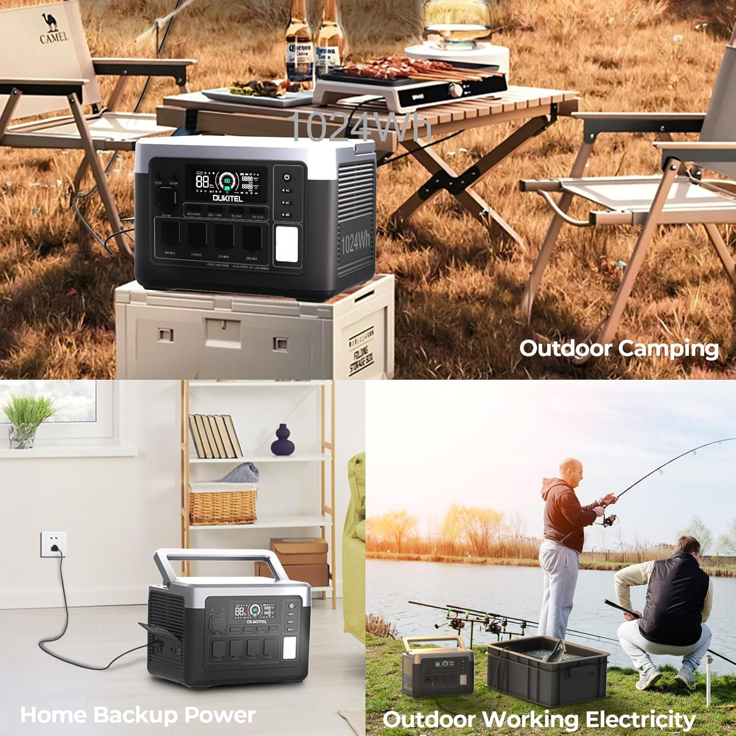 IEE P2400 Solar Generator with 2×200W Solar Panels, 2048Wh/2400W LiFePO4 Power Station, 1800W Fast AC Charging, APP Control, Home Backup & Outdoor Power Supply