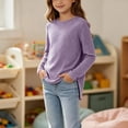 thumbnail image 2 of YUANxueke Girls Ribbed Knit Tunic Tops with Side Pockets Crewneck Long Sleeve Side Split Hem Casual Tops for 5-15 Years, 2 of 6