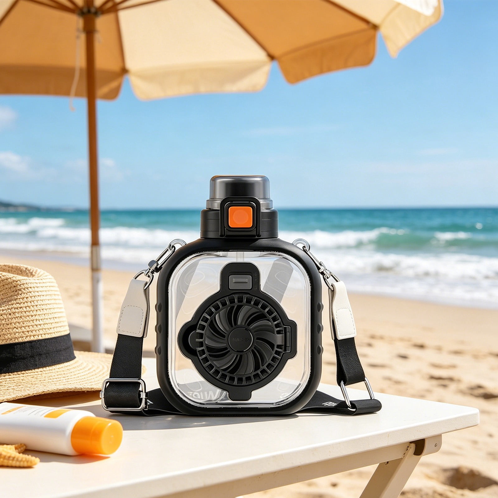 Glass & Bottle Glass Water Bottle Swing Top Glass Bottle Glass Juice Bottles Large capacity fan cup 980ML capacity black Plastic