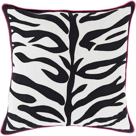 Livabliss Rugs 22 x 22 in. Valentina Pillow Shell with Down Insert, Black, Magenta & Ivory