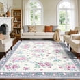 thumbnail image 4 of Garvee 8'x10' Vintage Floral Area Rug Washable Foldable Printed Carpet, Non Slip Floor Indoor Mat for Living Room Bedroom Home Office, Gray, 4 of 9