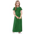 thumbnail image 5 of Swstbby Liquidation d'Économies d'Été 2025! Robe d'Été pour Filles, Robe à Rayures à Manches Courtes Extensible avec Poches pour Tout-Petits et Filles, Robe Longue Évasée Verte 7-8 Ans, 5 of 5