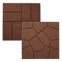 Dual Sided Rubber Paver Tile - 16" X 16" X 3/4" (Brown, 8 Tiles)