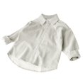 thumbnail image 2 of XIMIN Toddler Boys Woven Cotton Button Up Dress Shirt Kids Long Sleeve Linen Design Shirt Solid Color T-Shirt Soft Trendy Blouses Simple Tops Tees, 2 of 4