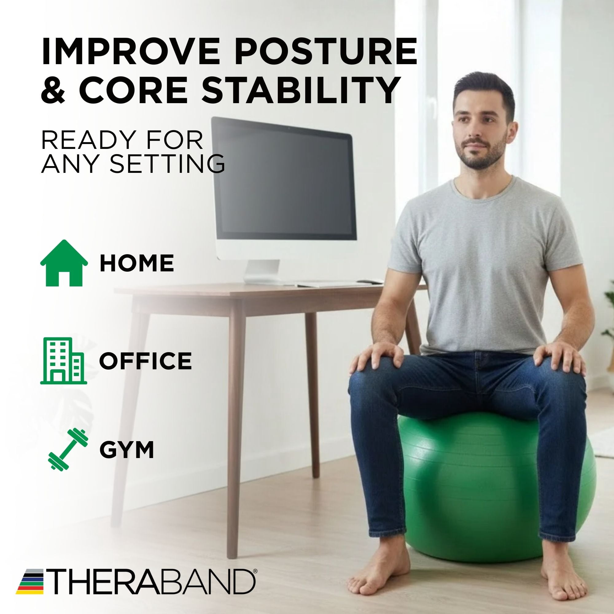 THERABAND Pro Series Stability Ball, 65 cm, Green, 1 Pack