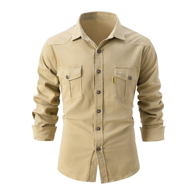 Chaqueta lavada de manga larga para hombre: camisa informal elástica de negocios, color patchwork, mezcla de poliéster, apta para todas las estaciones