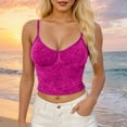 thumbnail image 3 of Sparkly Crop Camisole Tops for Women V Neck Spaghetti Strap Glitter Silk Cami Tank Tops Rave Party Clubwear, 3 of 5