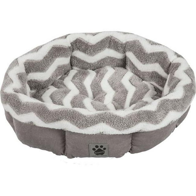 Lit Rond pour Animaux en Peluche Hip Zig Zag - Gris & Blanc