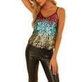 thumbnail image 4 of INSPIRE CHIC Women's Sequin Spaghetti Strap Crop Camisole Tank Tops S Blue Pink Purple Gold, 4 of 6